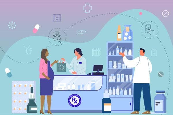 Online doctor consultation with patient and doctor.
