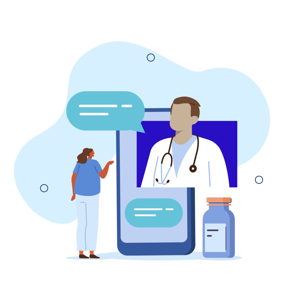 Doctor and patient chat on phone.