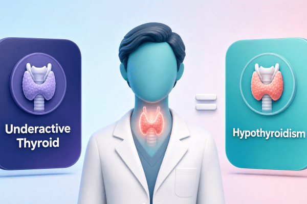 Hypothyroidism and underactive thyroid are the same condition — both describe insufficient thyroid hormone production