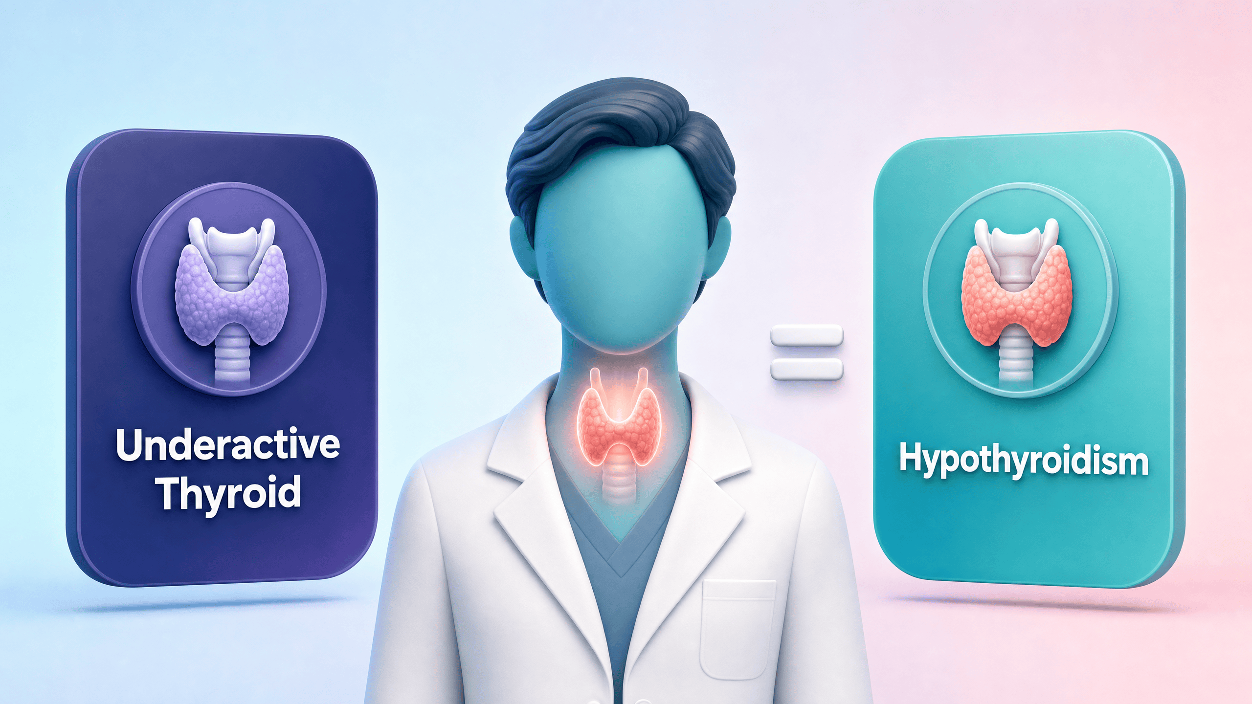 Hypothyroidism and underactive thyroid are the same condition — both describe insufficient thyroid hormone production