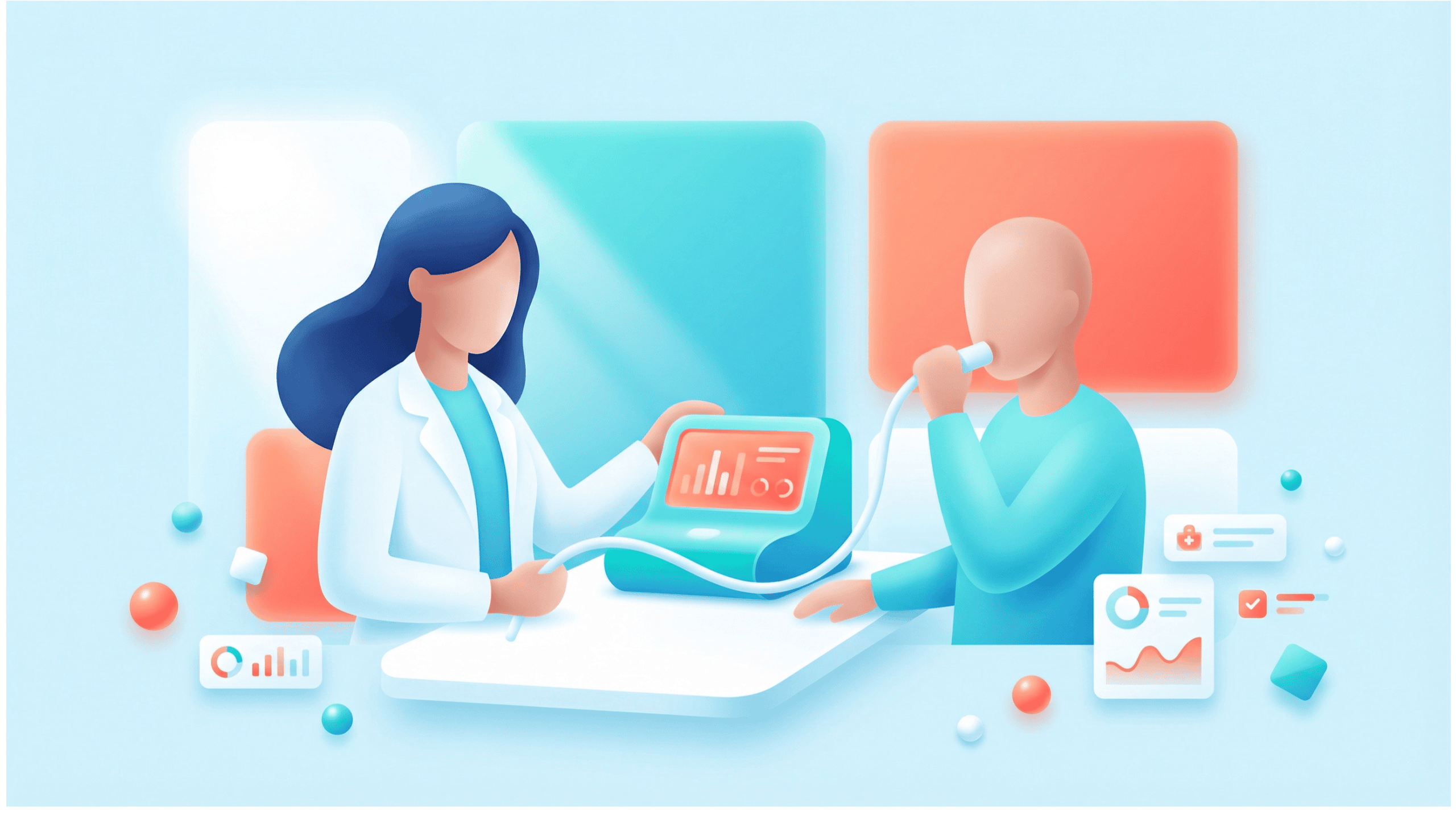 Advanced medical assessment being conducted by healthcare professional and patient using modern equipment.