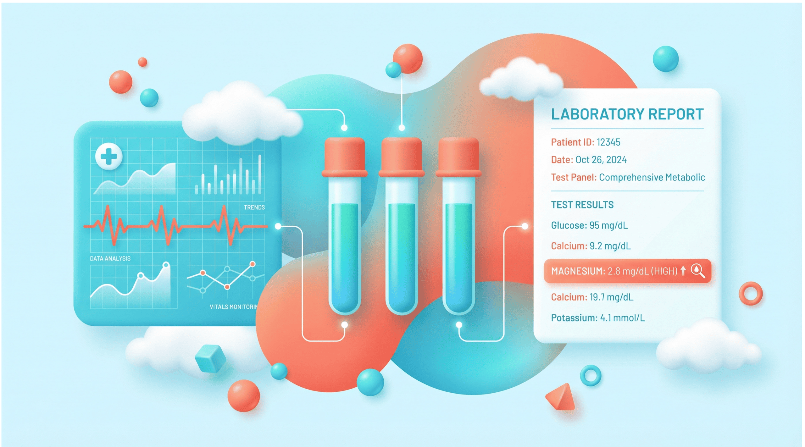 Lab test results showing elevated magnesium levels in a digital health report.