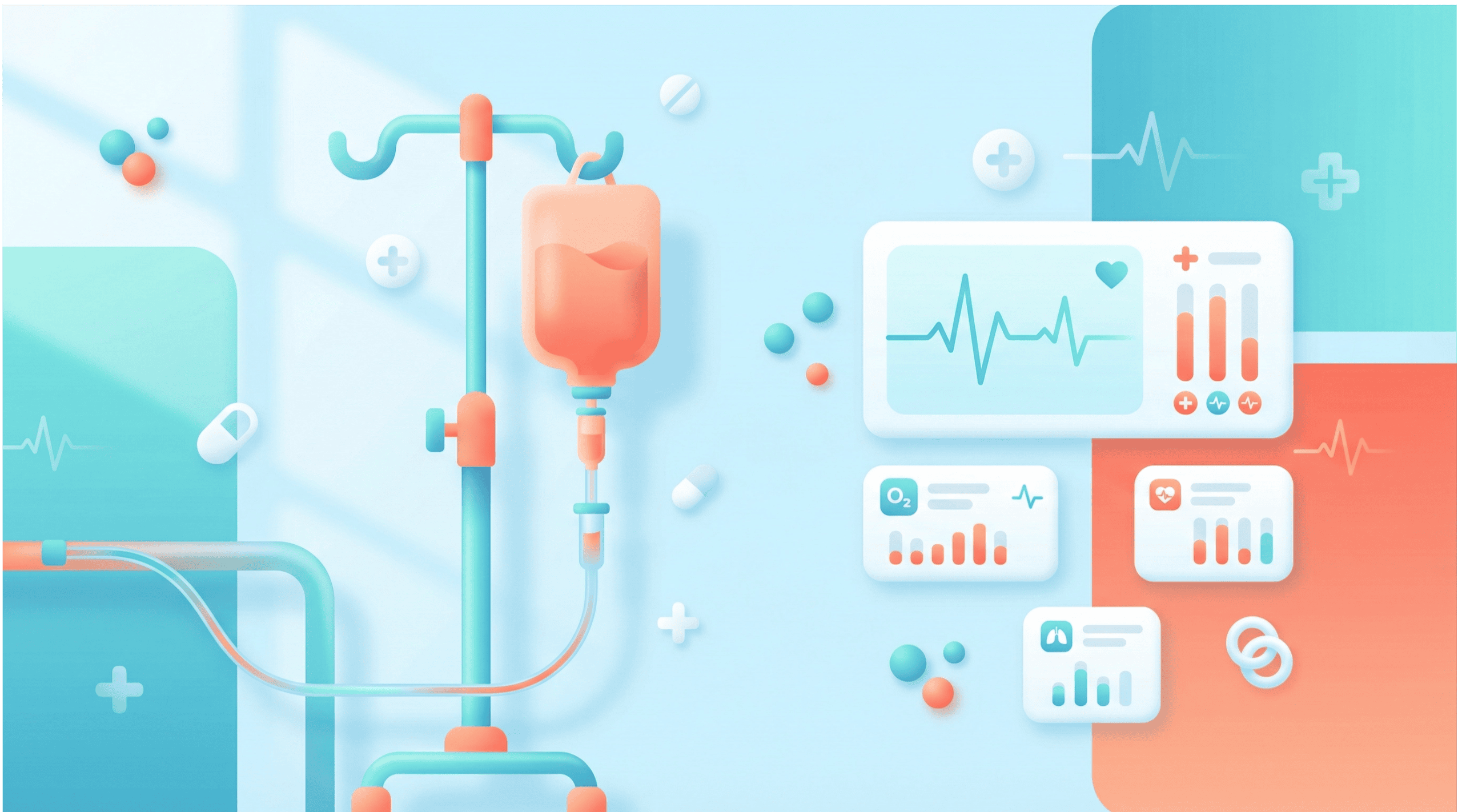 Advanced medical monitoring and hospital equipment with healthcare data displays for critical care.