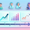 Dashboard style illustration showing NHS workforce demand forecasting and population data analysis for future staffing planning