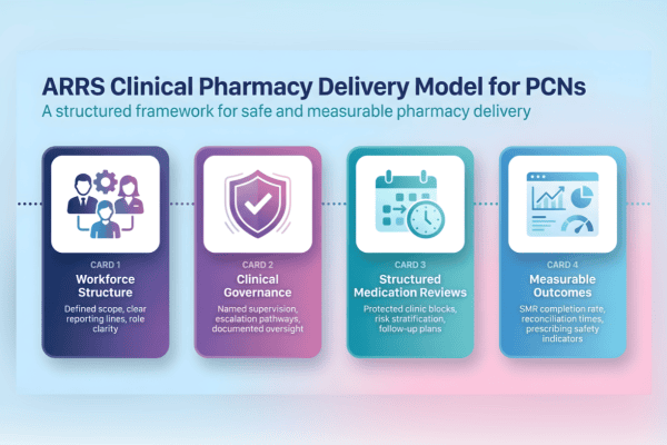 A structured framework for safe and measurable pharmacy delivery in primary care settings.