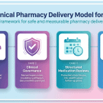 A diagram illustrating the ARRS Clinical Pharmacy Delivery Model for primary care networks.