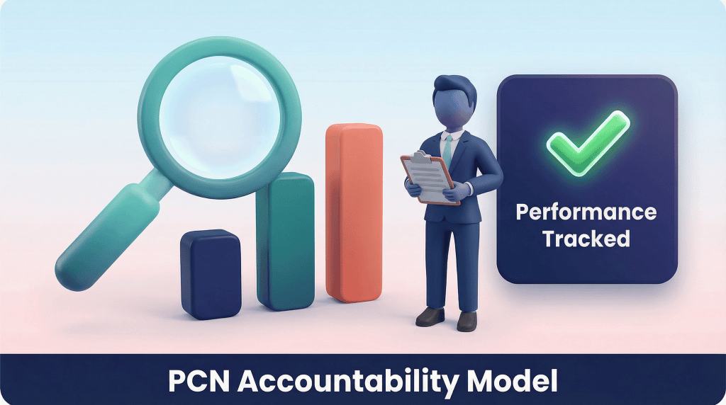 3D vector illustration of a magnifying glass over a growth chart, representing accountability.