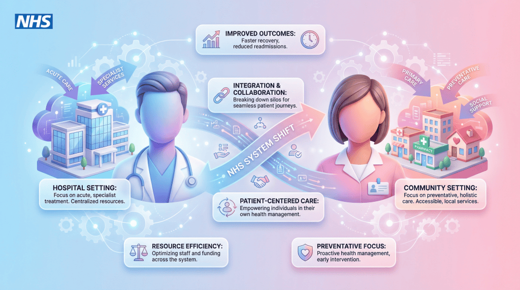 A digital illustration showing a clinical pharmacist and GP practice icons, highlighting integrated.