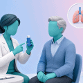 A PCN pharmacist demonstrating correct inhaler technique to a patient, emphasizing the importance of proper device use for respiratory health.