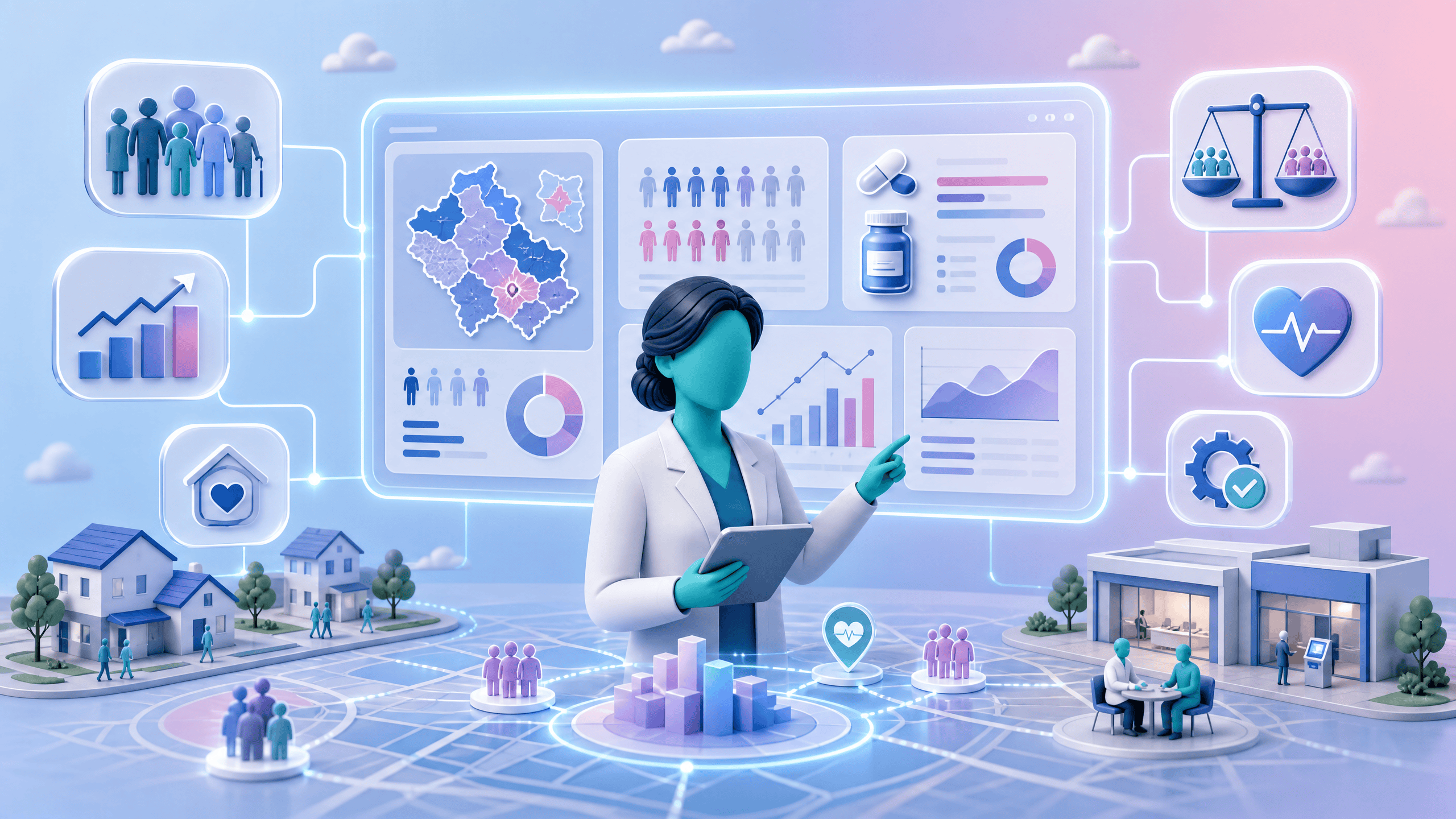 A PCN leader using a digital dashboard with Fingertips and ePACT2 data to identify health inequalities and optimize primary care resources.