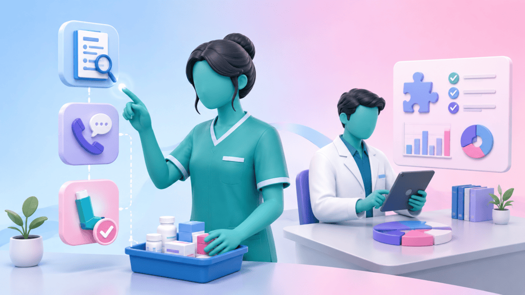 A Pharmacy Technician managing data queries and patient outreach for inhaler reviews, supporting a Clinical Pharmacist who focuses on complex Structured Medication Reviews.