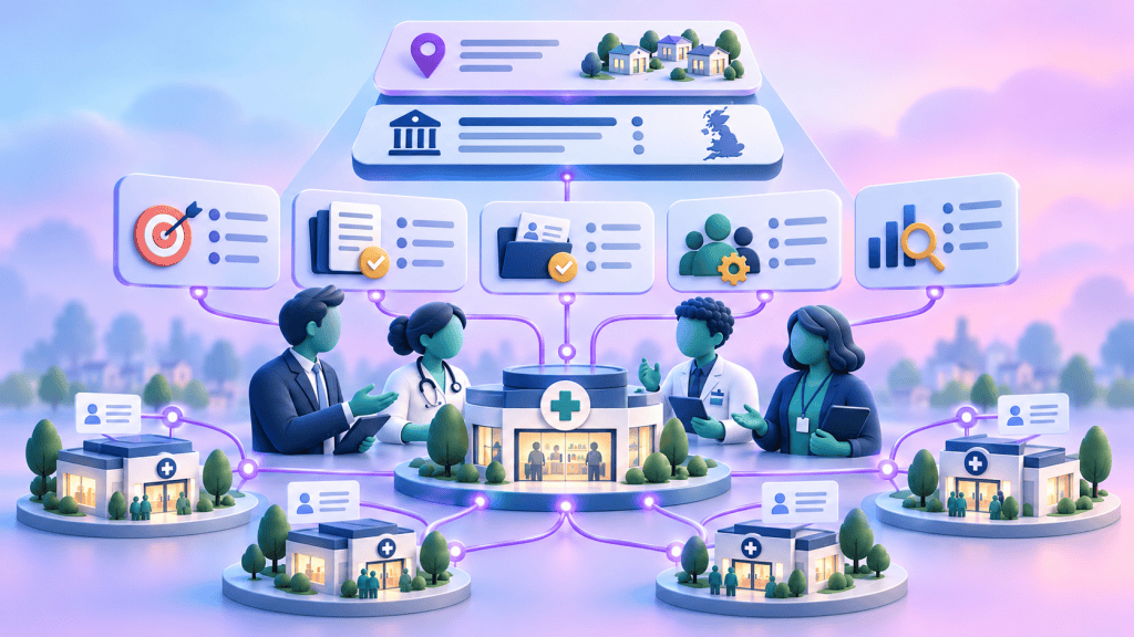 Neighbourhood pharmacy service connecting multiple GP practices through defined scope, deliverables, criteria, responsibilities and monitoring.